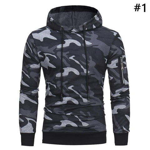 Mens Casual Military Camouflage Hoodie Sweater